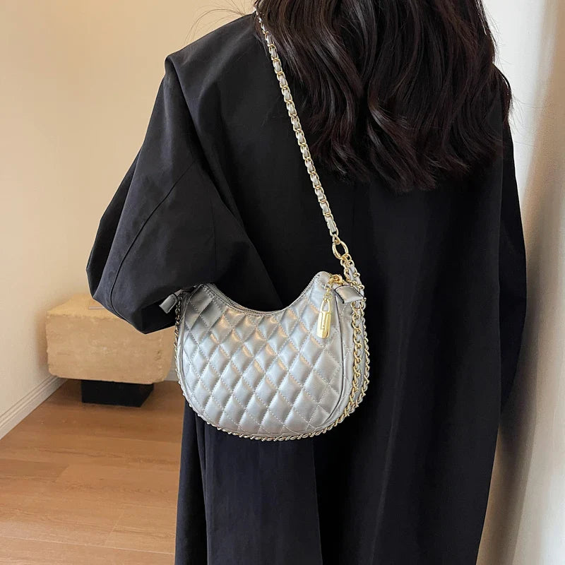 Zipper Women's Bag Diamond Crossbody PU Leather Clutch