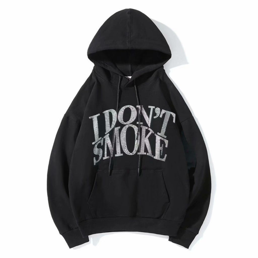 I Don't Smoke Rhinestone Hoodie - Fashionpara