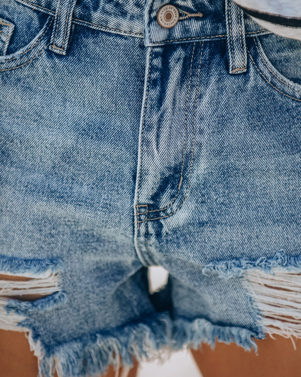 Summa Time Relaxed Cut Off Denim Shorts