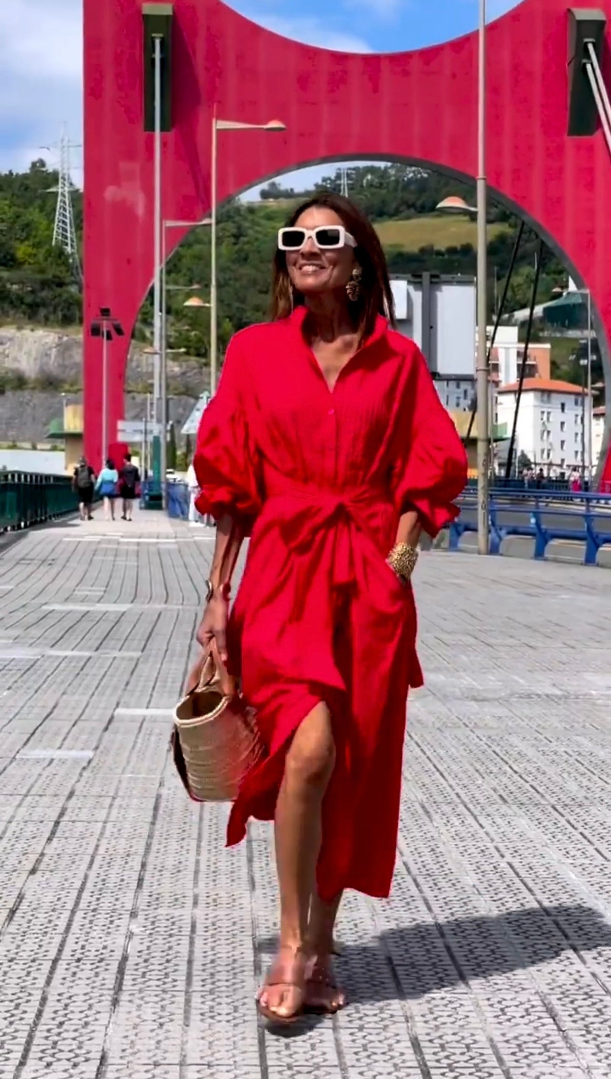 Collar Button Front Long Sleeve High Split Shirt Midi Dress - View 7