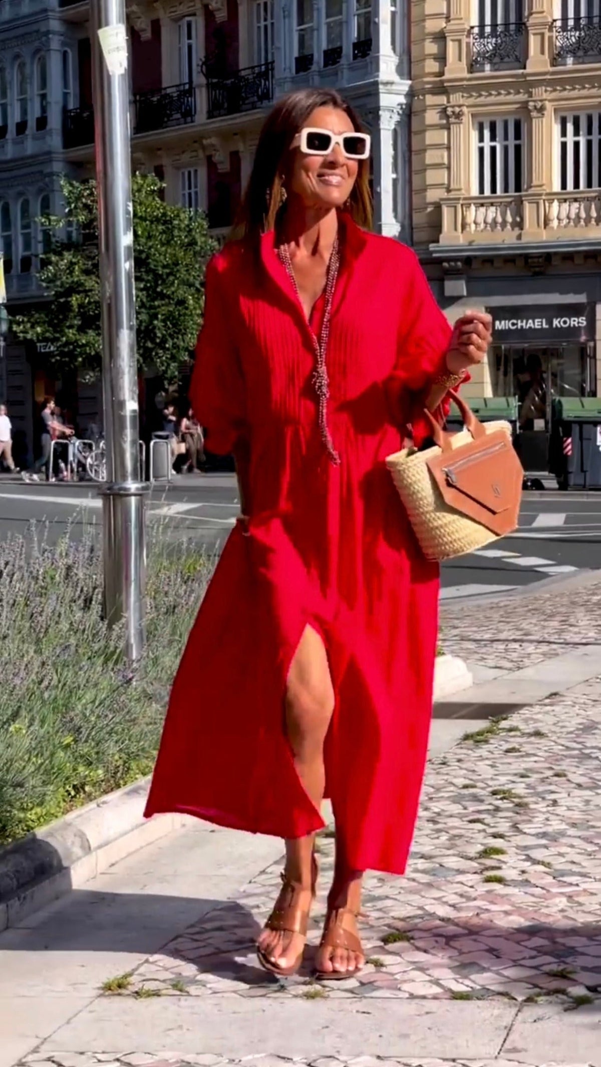 Collar Button Front Long Sleeve High Split Shirt Midi Dress - View 3