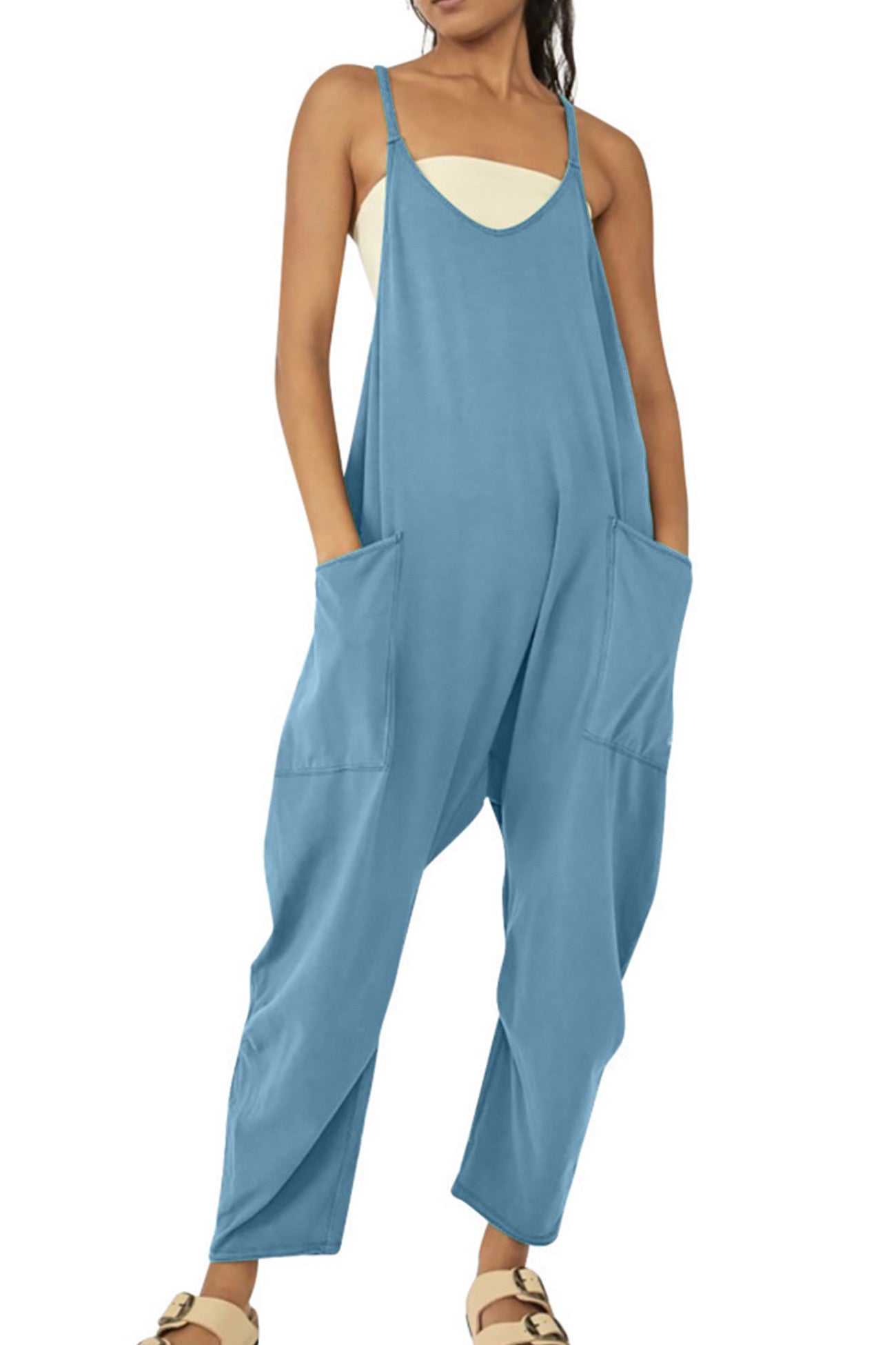 Large Pocket Cami Jumpsuits - Fashionpara