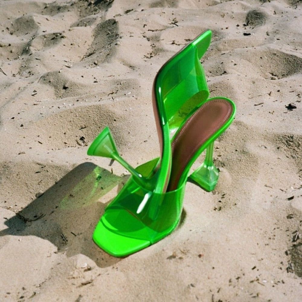 Moonchild Perspex Square Toe Heeled Sandals