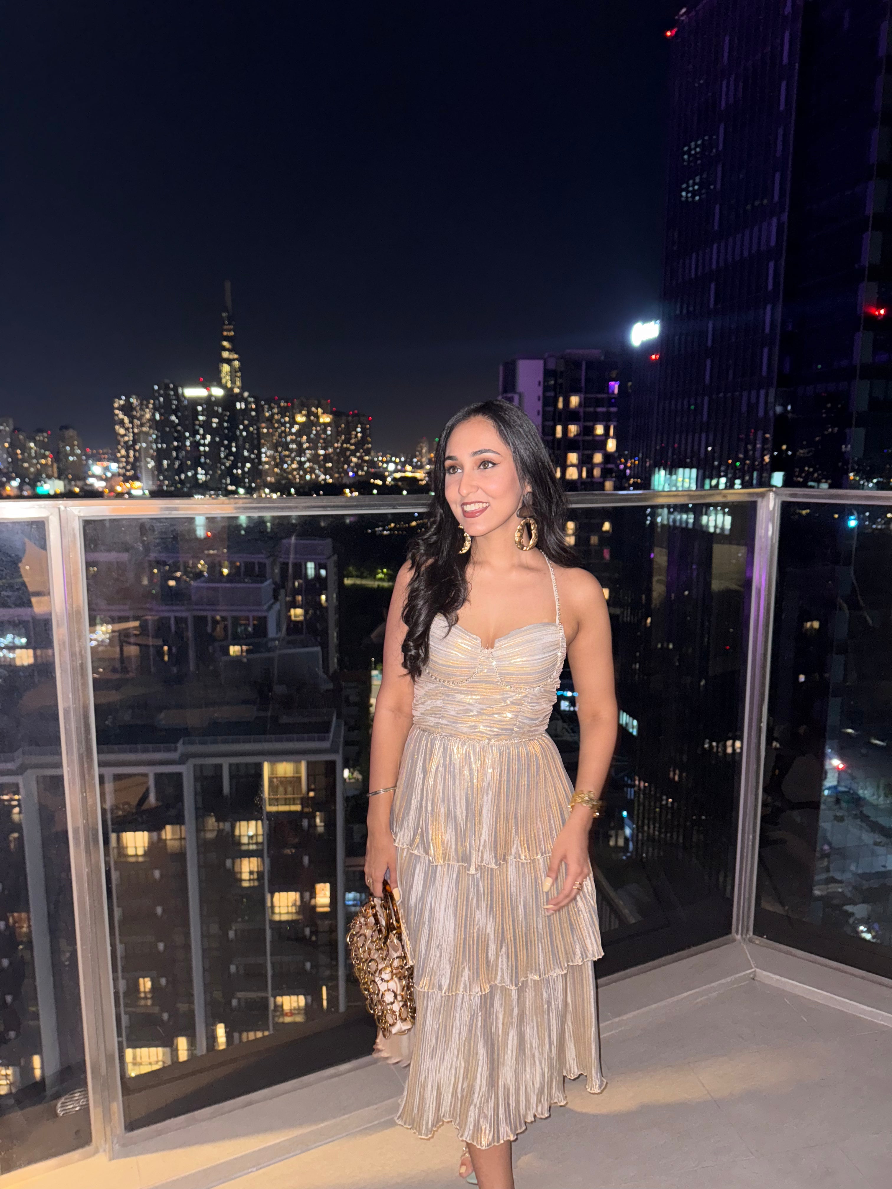 Party Ruffle Midi Dress - Champagne - Fashionpara