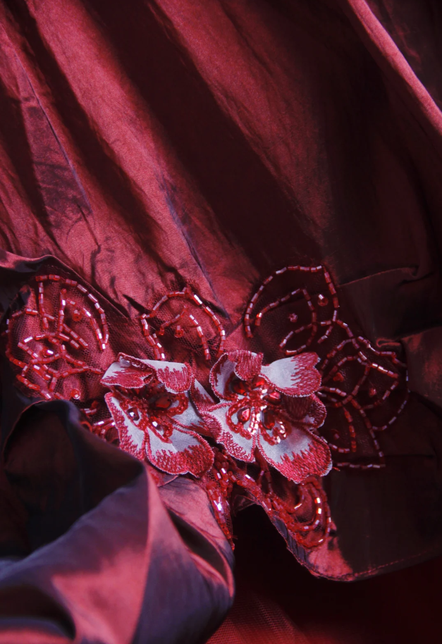 Vintage Burgundy Strapless Satin Tulle Beaded A Line Long Evening Dress Birthday Prom Gown D1662