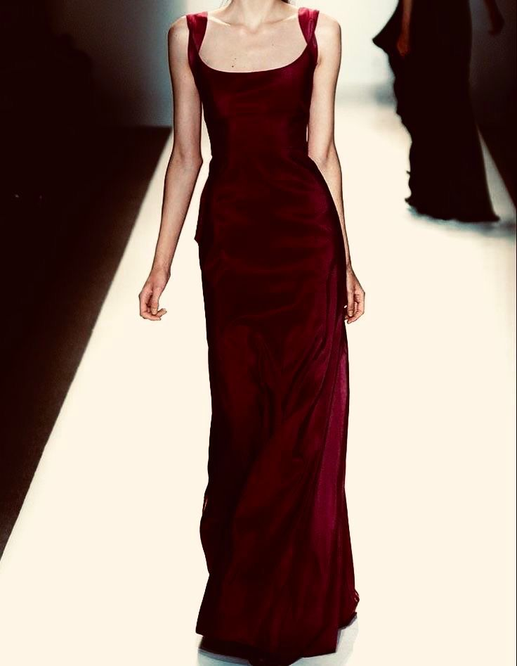 Vintage Burgundy Satin Sheath Slit Long Party Dress Evening Dress D1455