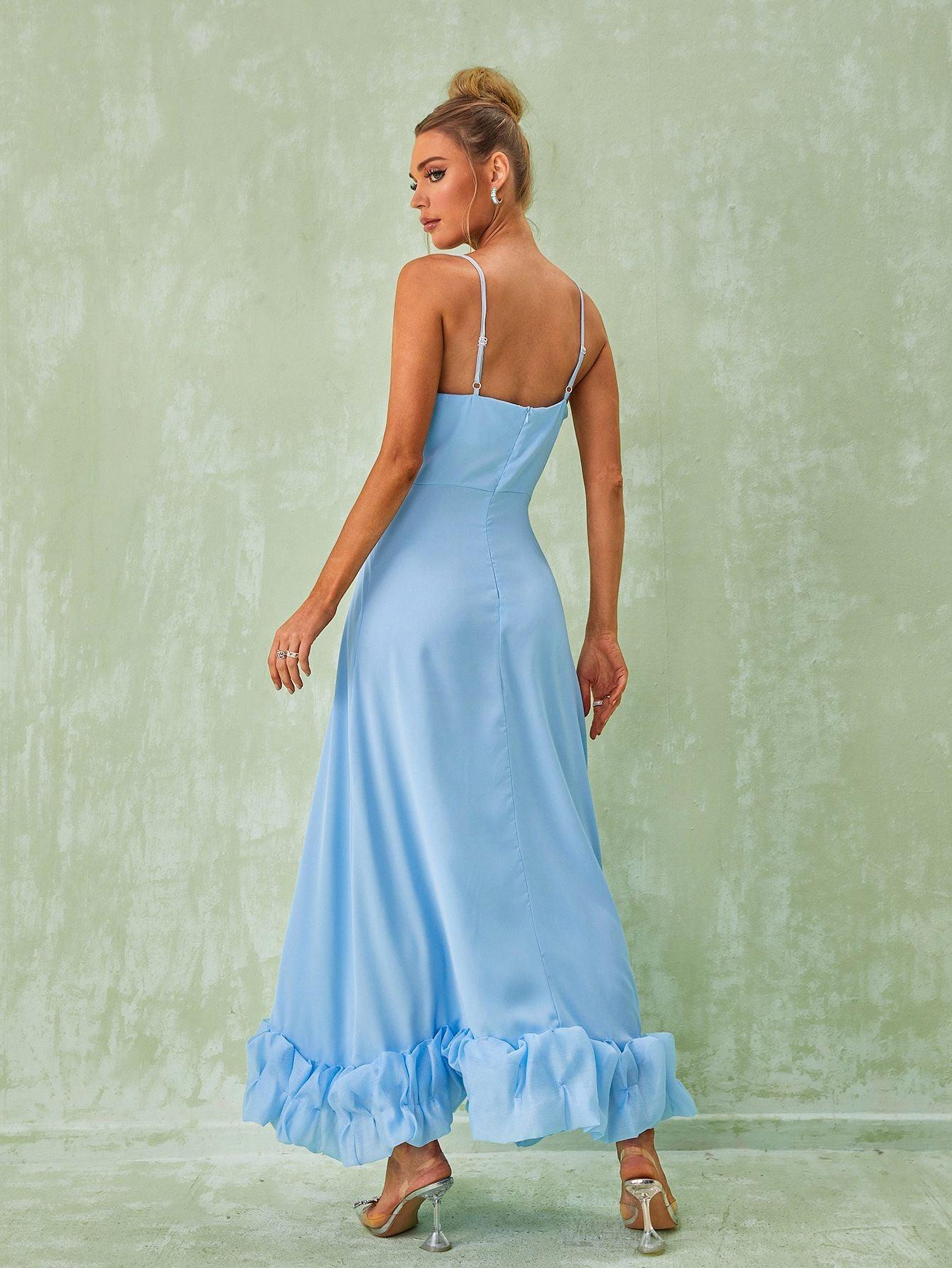 Ilsa Spaghetti Midi Dress In Blue