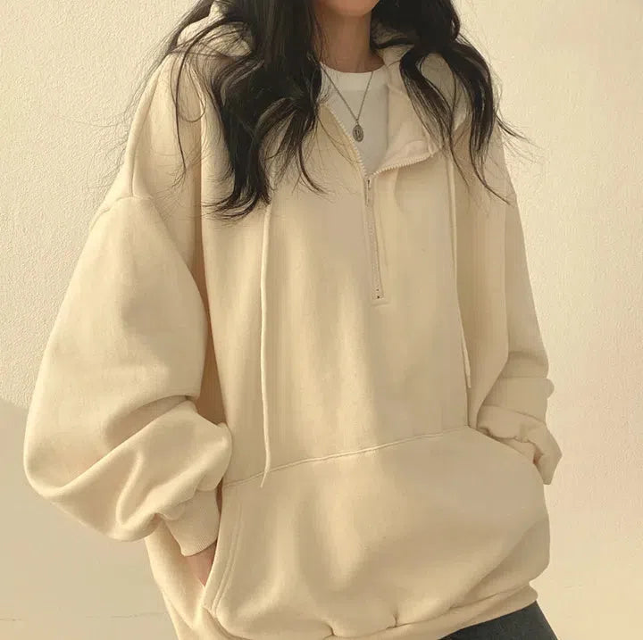 Indie Oversized Zip Up Hoodie - Fashionpara