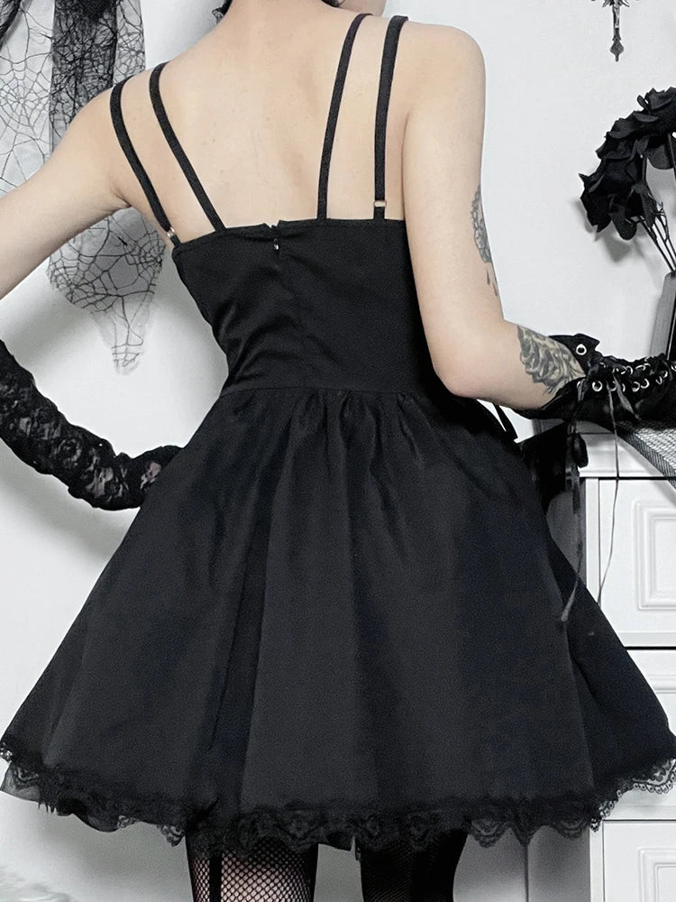 Lace Up Sweetheart Lace Trim Floral Embroidered A-Line Mini Dress - View 5