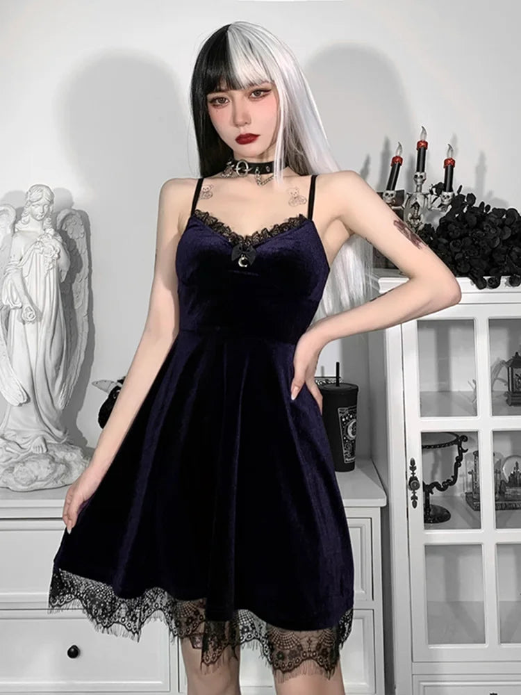 Velvet Spaghetti Strap Backless Corset Mini Dress - View 9