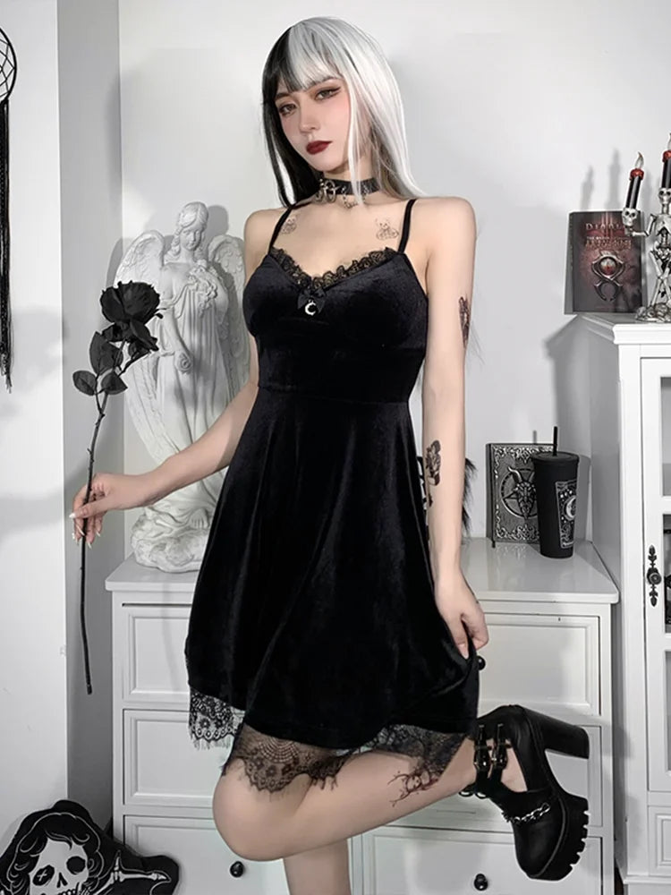 Velvet Spaghetti Strap Backless Corset Mini Dress - View 7