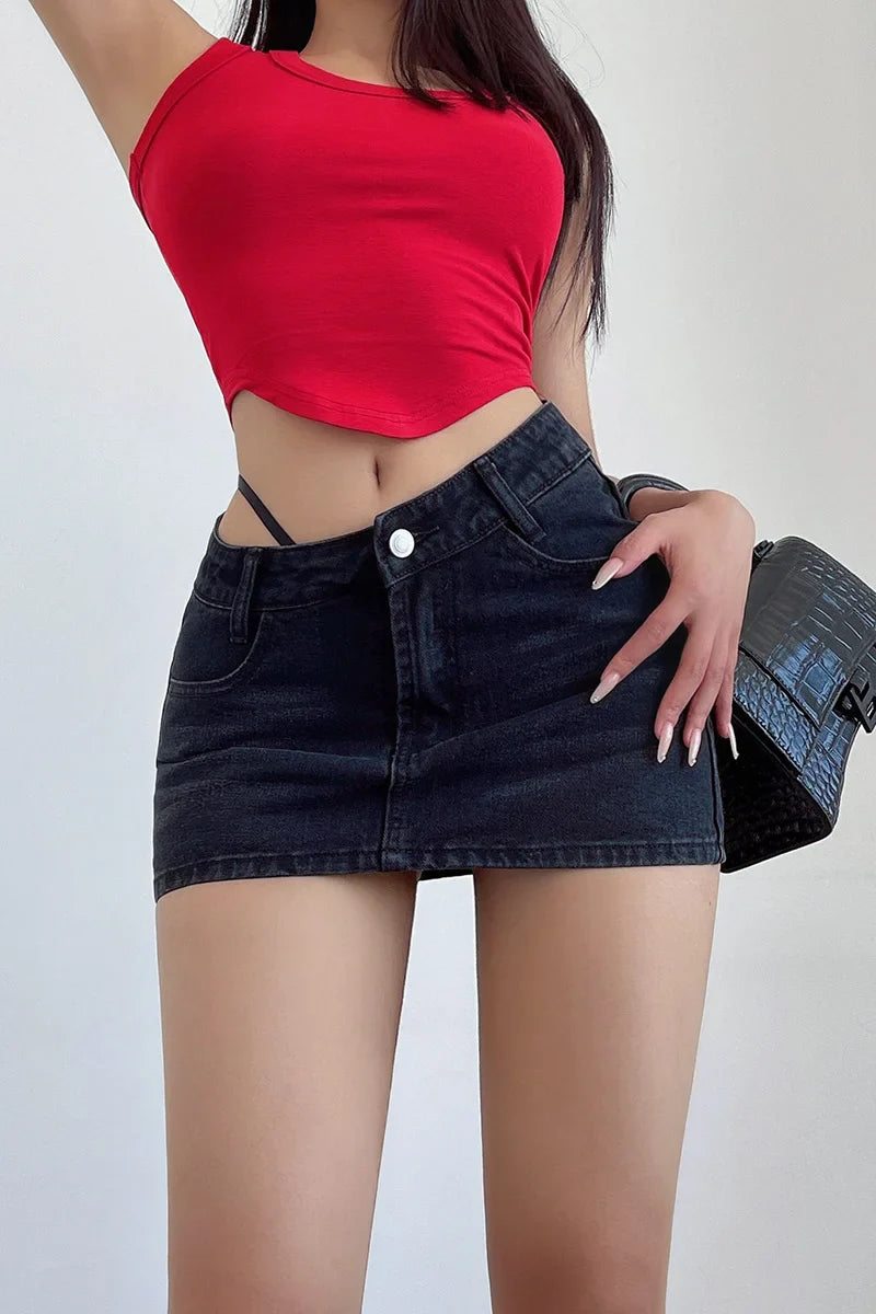 Beveled Cordage Raw Hem Skirt