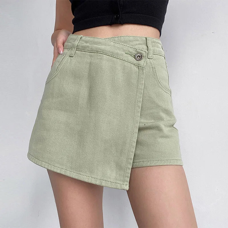 Irregular High Waist Denim Skirt