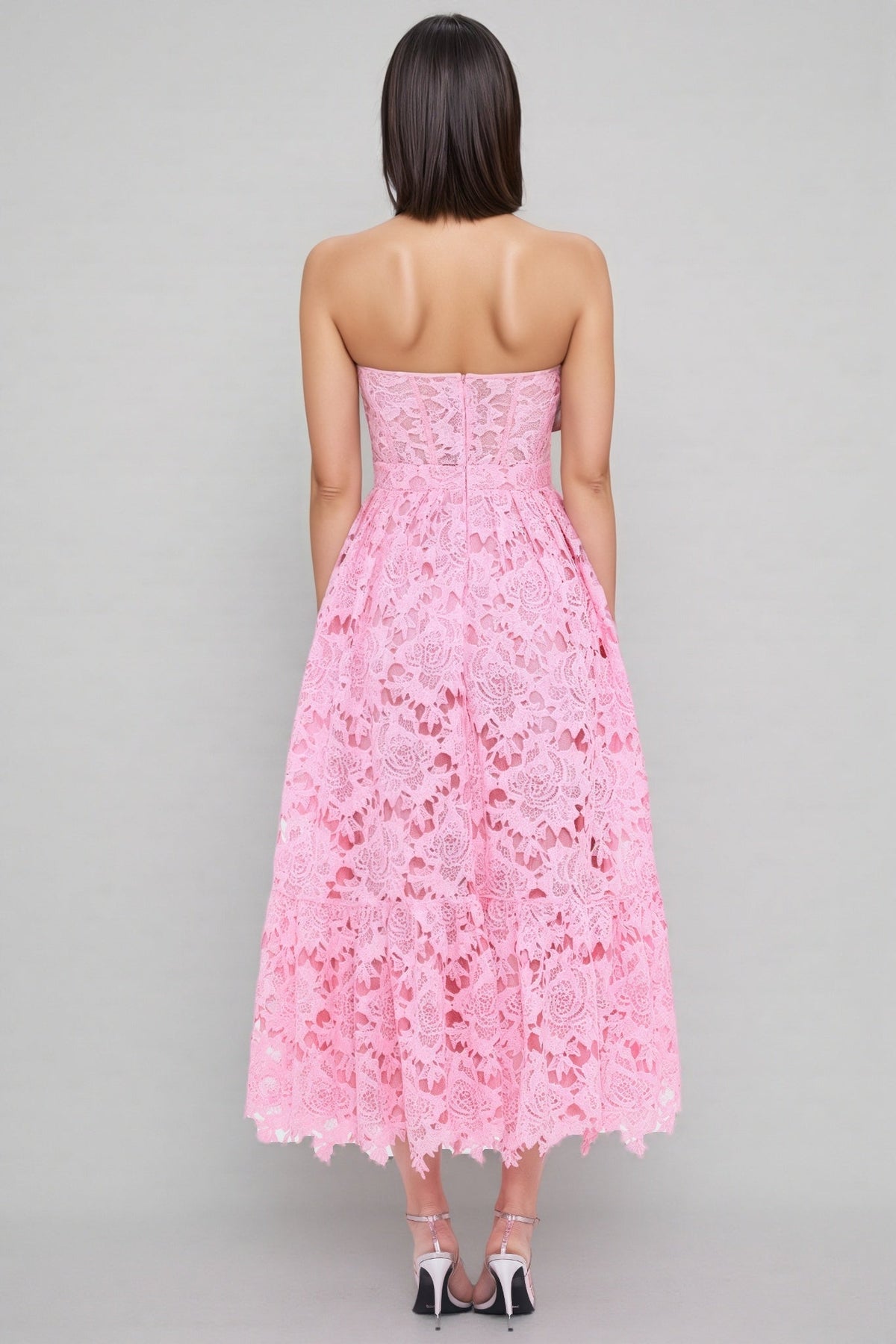 Darcy Solid Lace Sleeveless Midi Dress - View 3