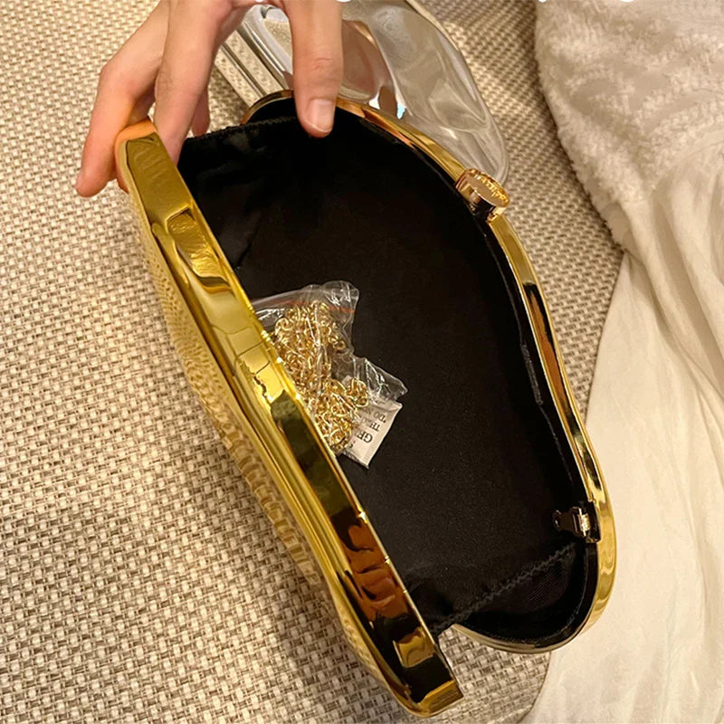 Luxury Gold Acrylic Evening Purse Designer Wedding Bag
