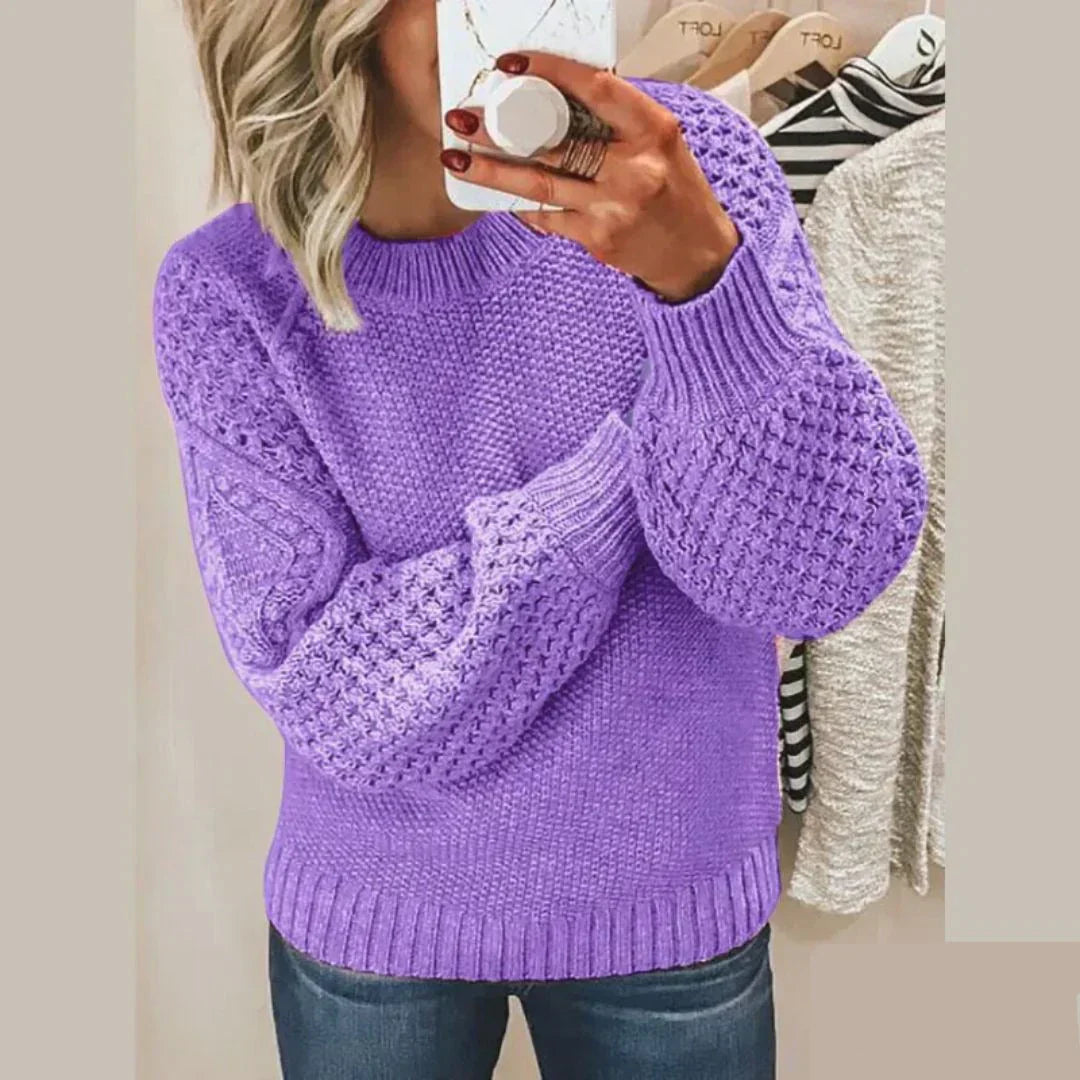 Mock Neck Long Sleeve Textured Knit Sweater 5