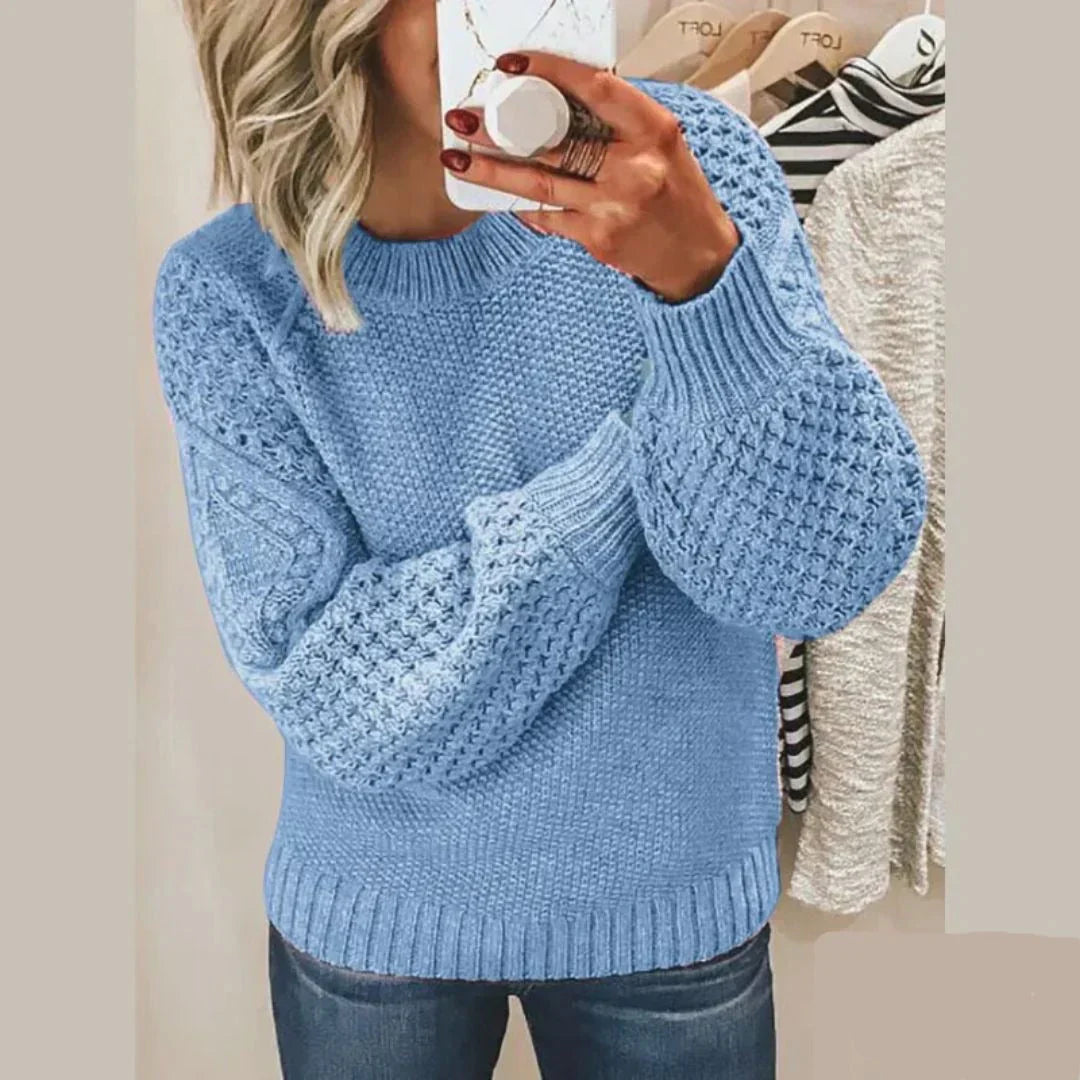 Mock Neck Long Sleeve Textured Knit Sweater 3