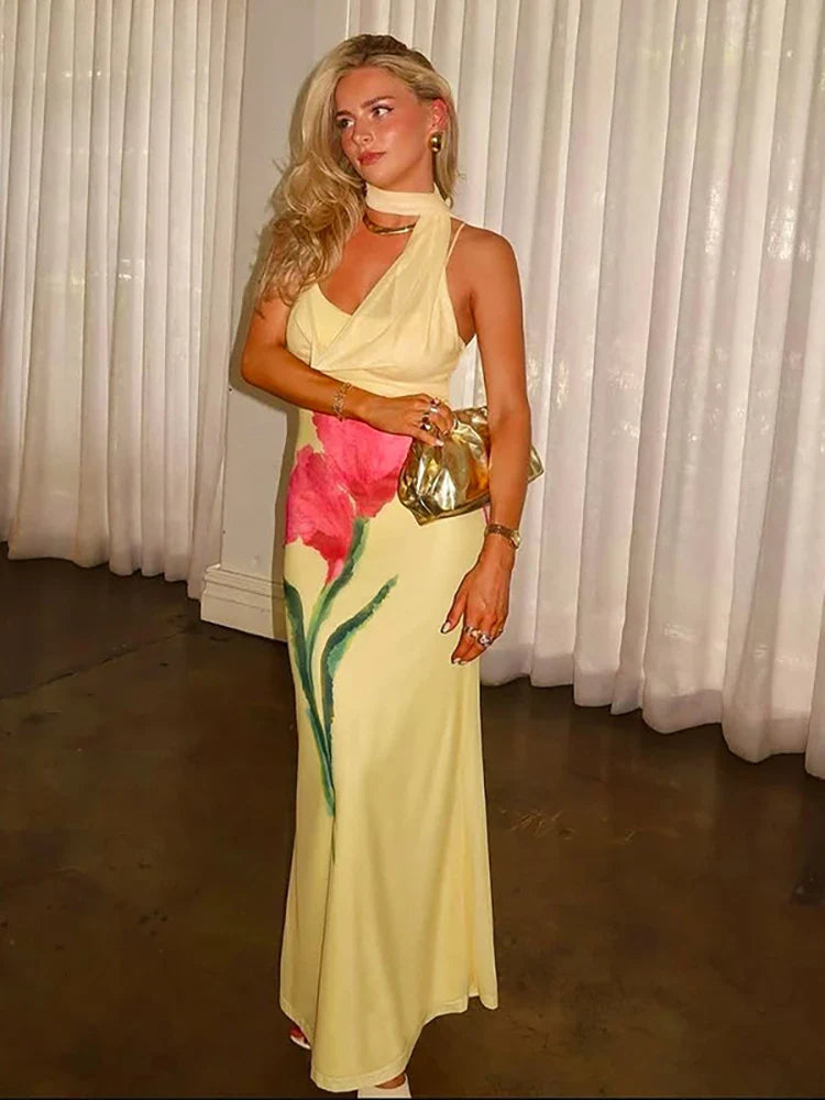 Yellow Backless Vacation Dress