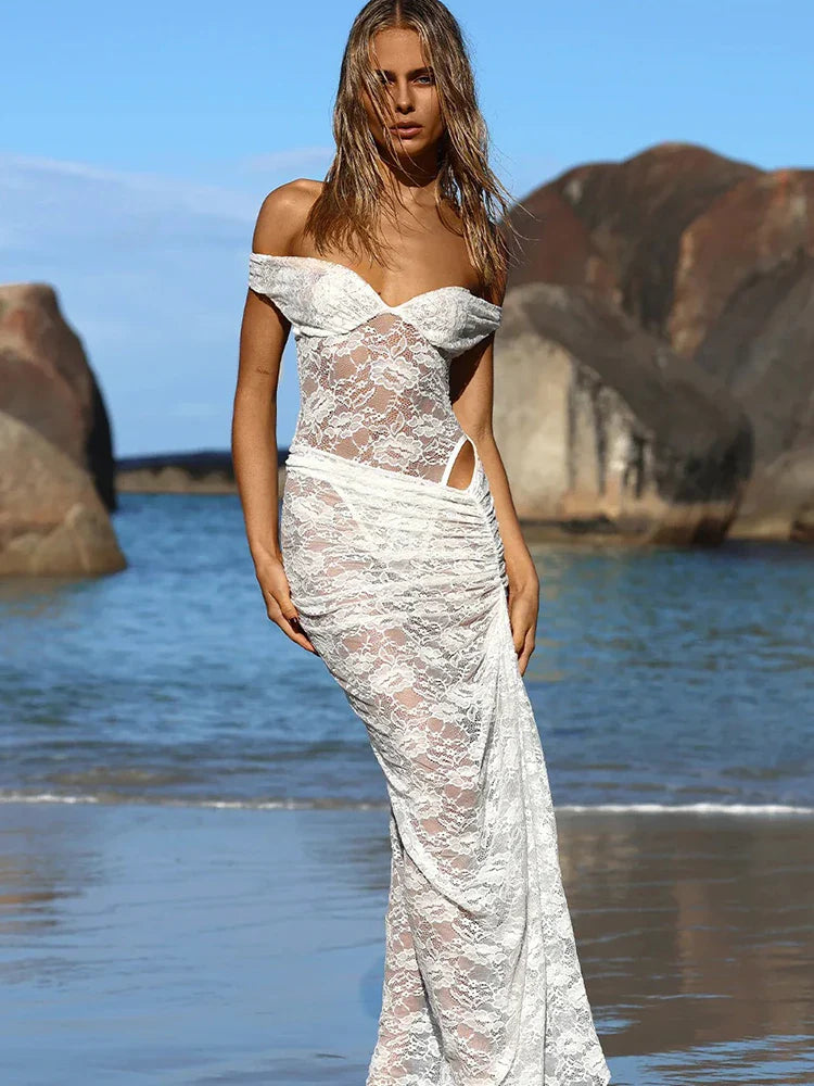 Floral Lace Skirt Suit Vacation Dress