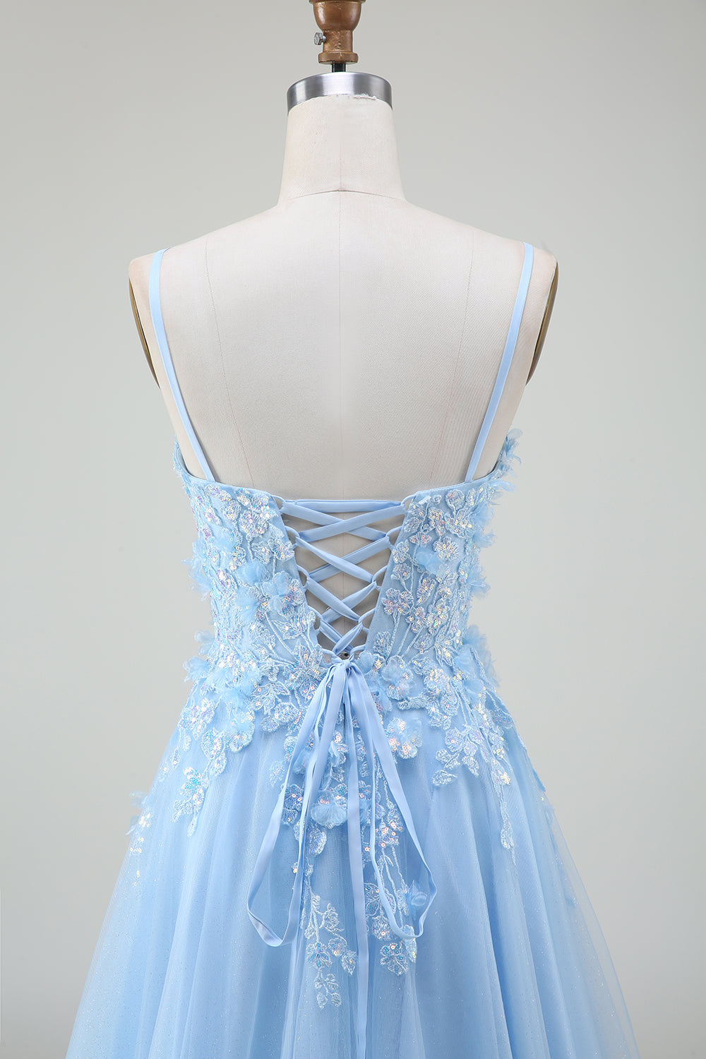 A-Line Light Blue Prom Dress with Appliques