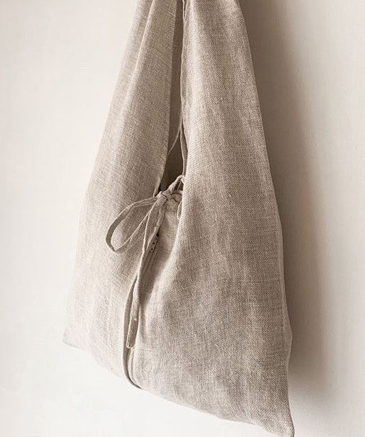 Japanese Linen Large Capacity Lace Up Shoulder Bag