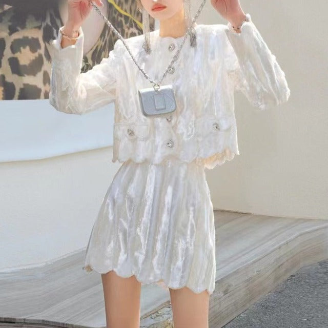 KittenAlarm - Juliet Velvet Cropped Top + Skirt Set