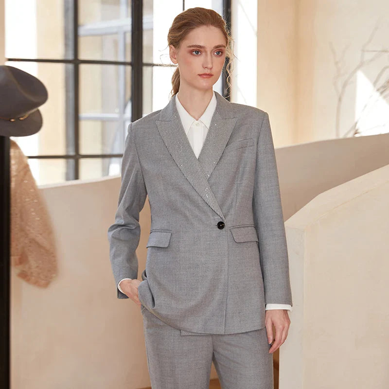 Luxury Formal Australian Wool Office Elegant Business Classic Blazer - Fashionpara