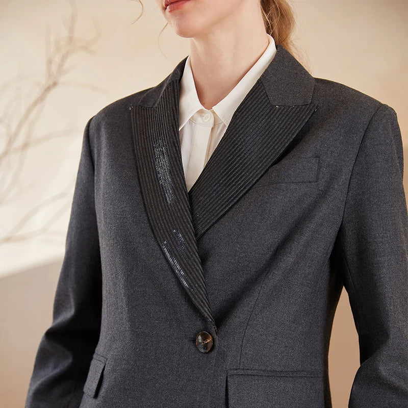 Luxury Formal Australian Wool Office Elegant Business Classic Blazer - Fashionpara