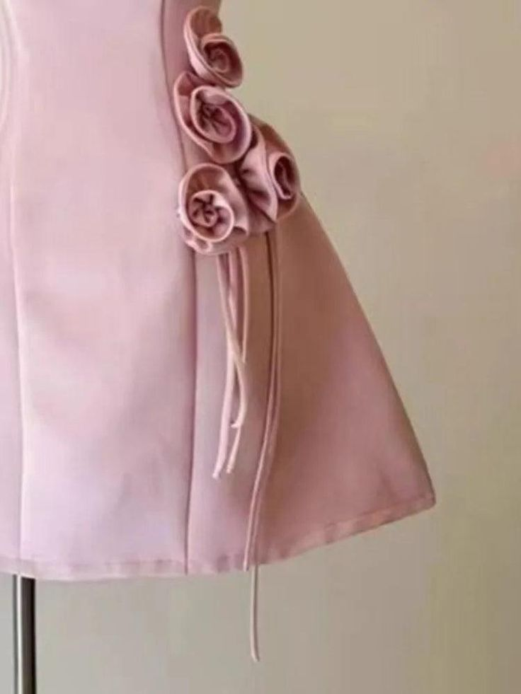 Cute Pink 3D Flower A Line Short Party Dress Homecoming Dress S199