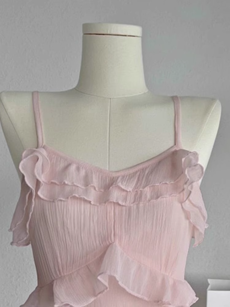 Sweet Pink Irregular Ruffles Short Party Dress Holiday Dress S247