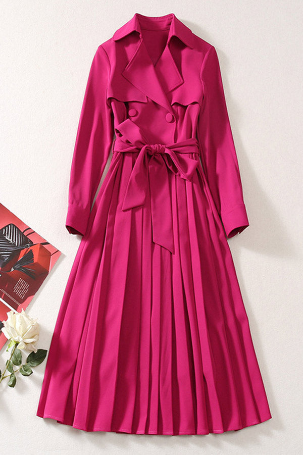 Elegant Purple Double Breasted Trench Coat Dress for Women