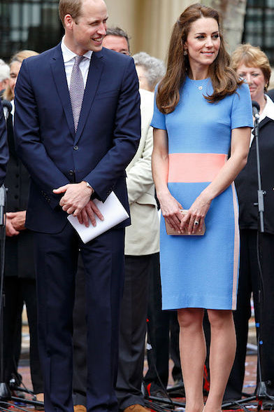 Kate Middleton Elegant Two-tone Fitted Dress