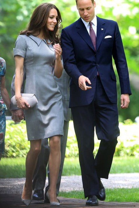 Kate Middleton Gray Lapel Sheath Dress