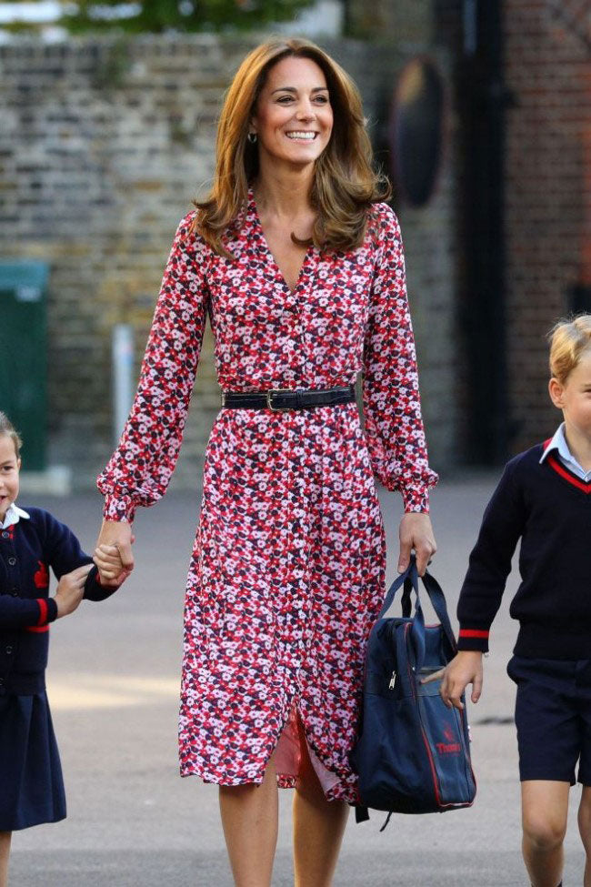 Kate Middleton Floral Print Casual Shirt Dress