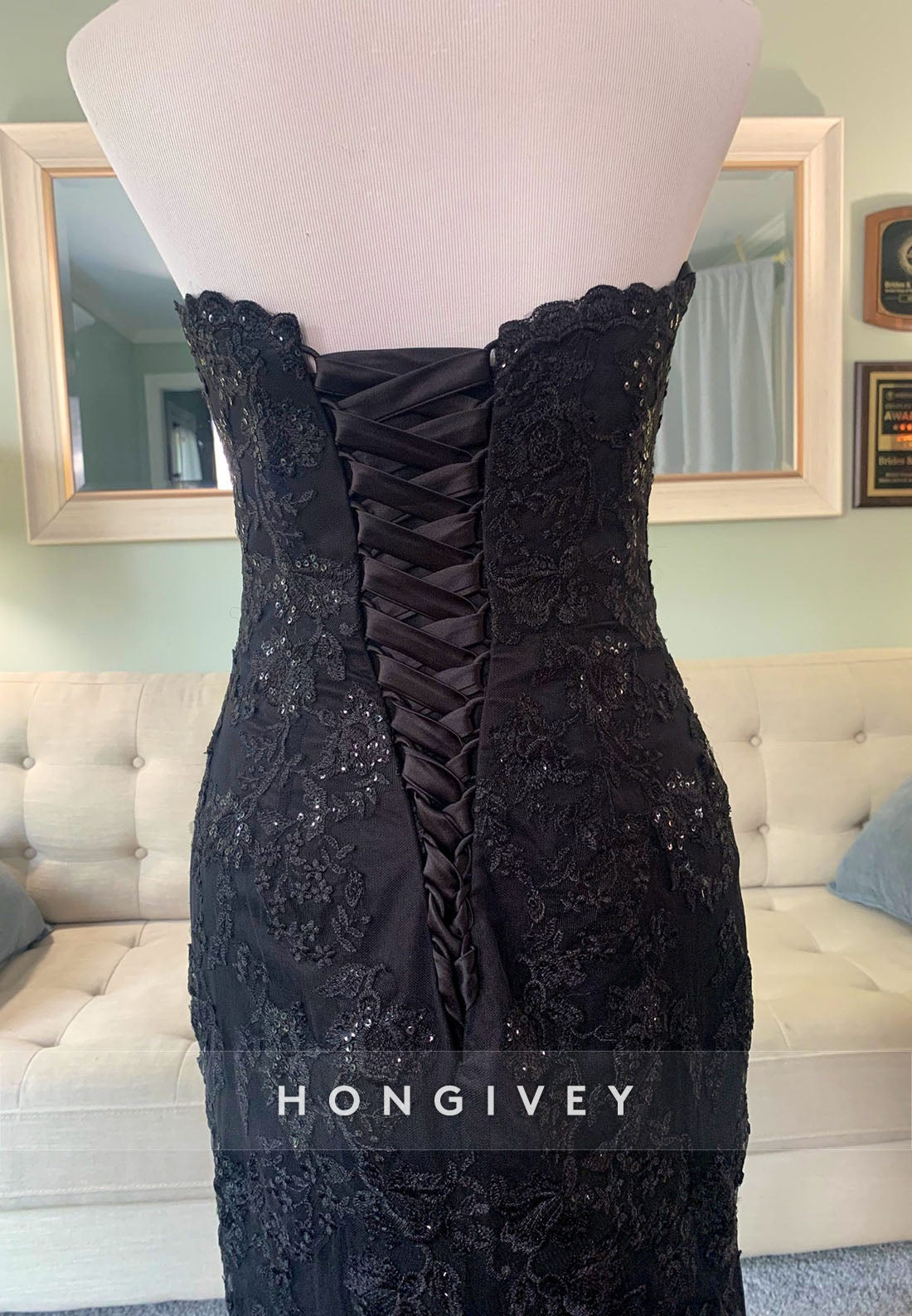 Gothic Black Mermaid Wedding Dress with Cape Veil & Removable Sleeves