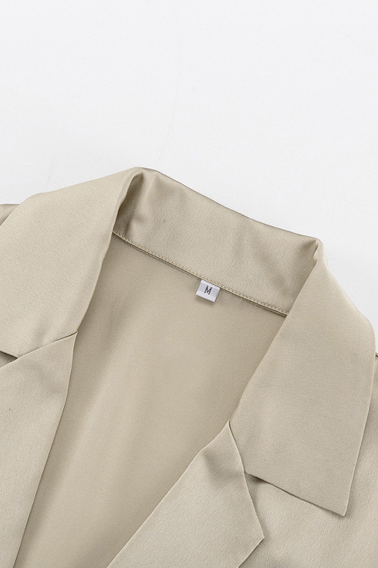 Khaki Satin Lapel Cardigan Tank Top for Elegant Style