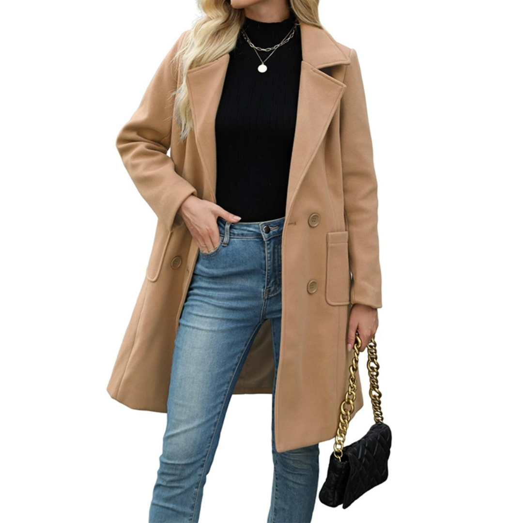 Notch Lapel Double Breasted Longline Coat 9
