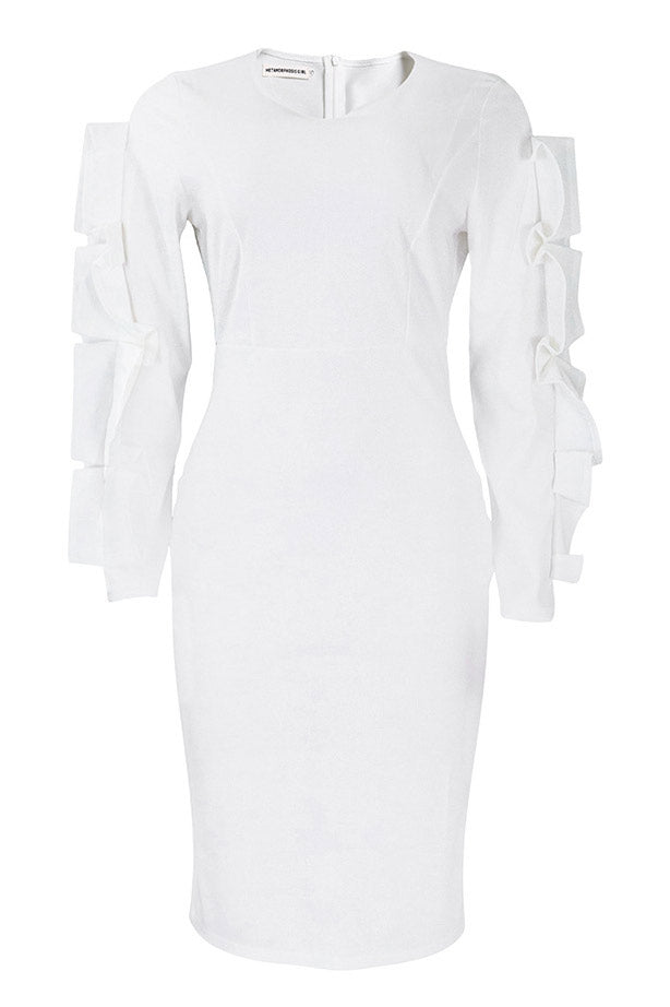 Knee Length Black Long Sleeve Bodycon Dress