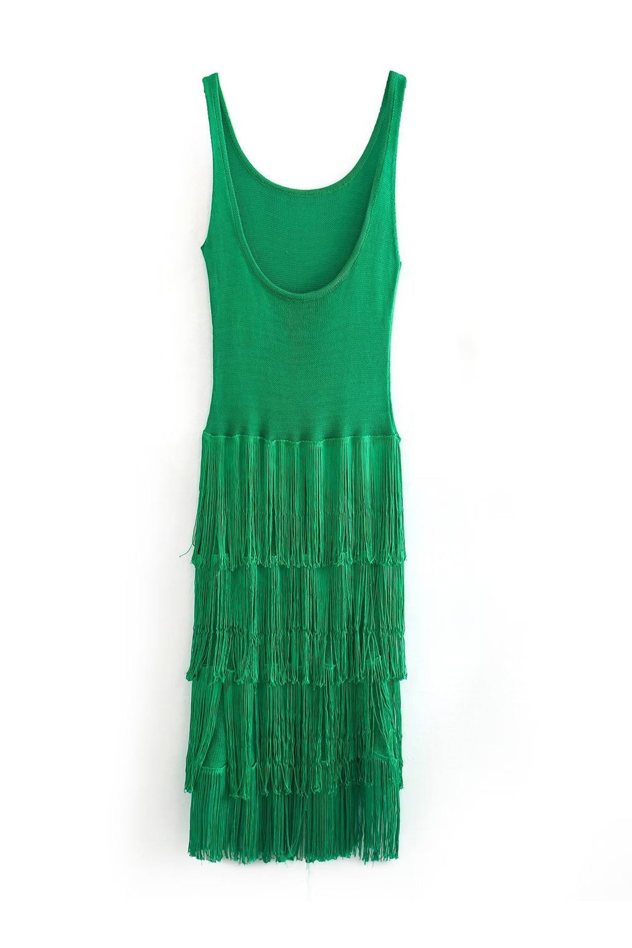 Knit Fringe Tiered Tank Dress