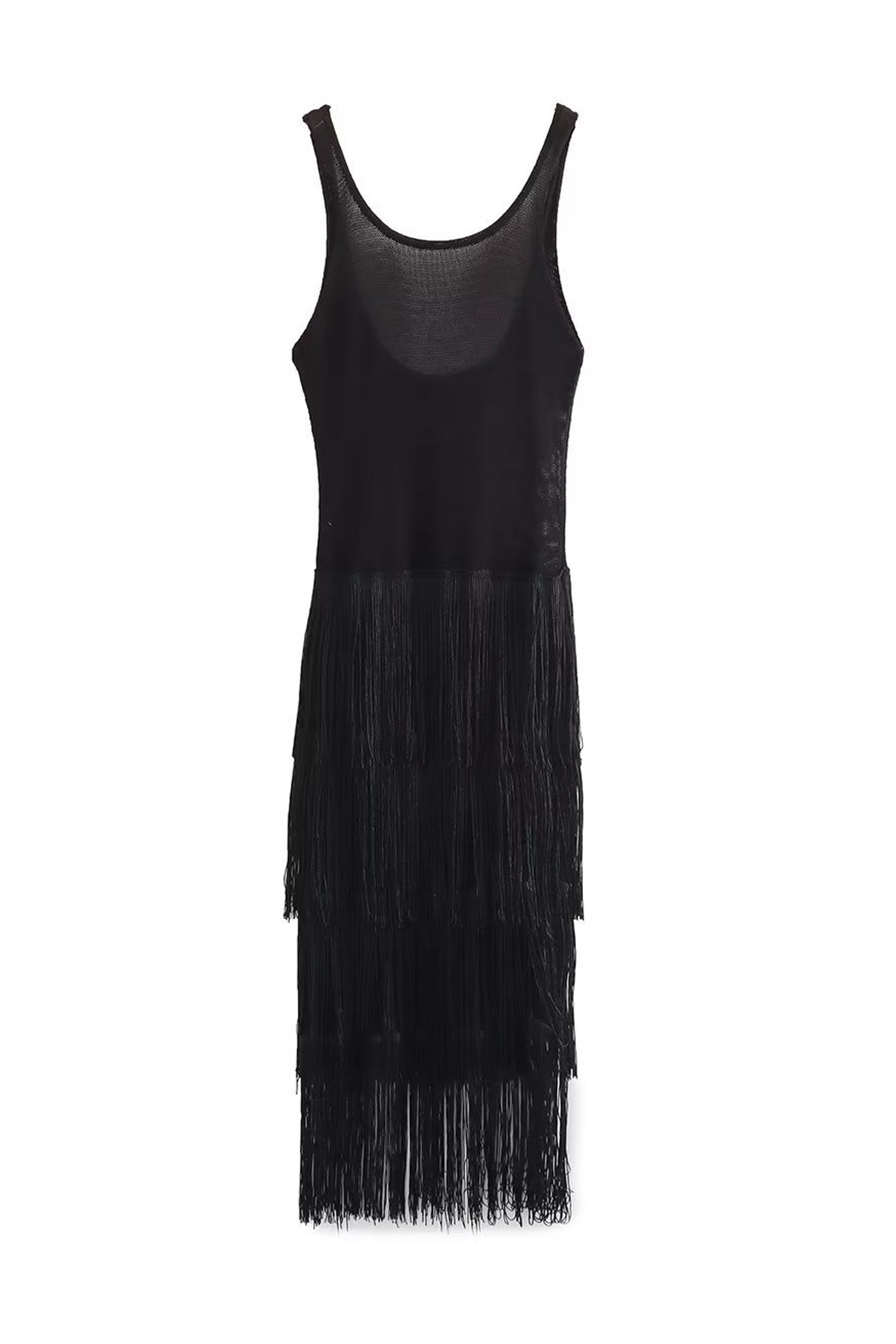 Knit Fringe Tiered Tank Dress