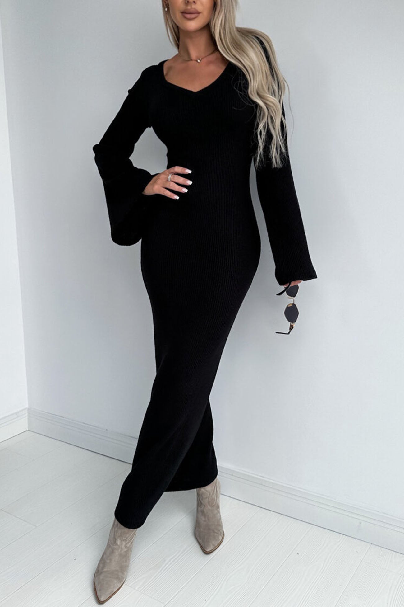 Knitted Bell Sleeve Mermaid Dress