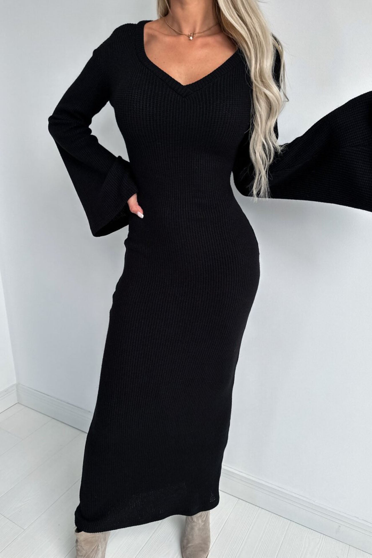 Knitted Bell Sleeve Mermaid Dress