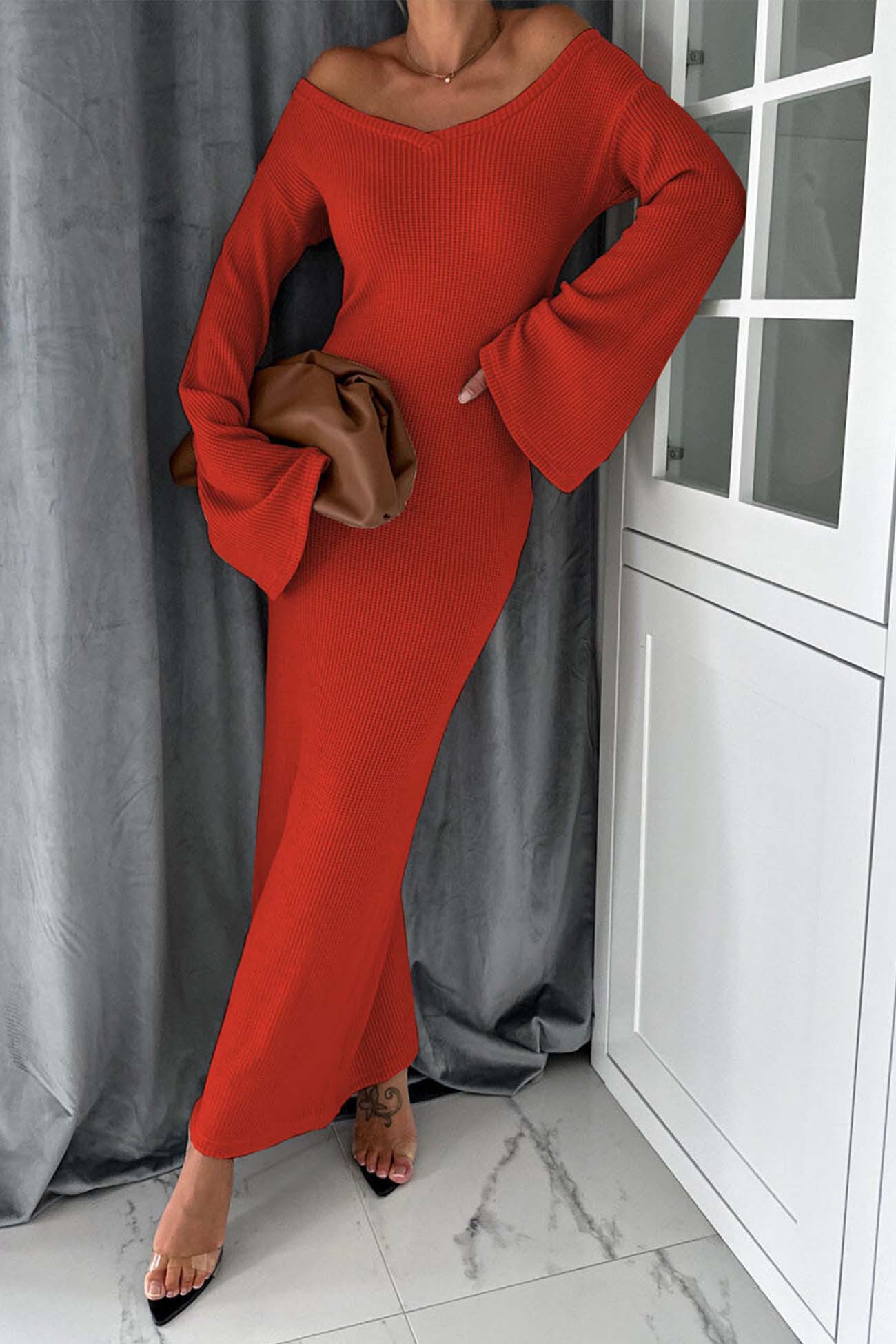 Knitted Bell Sleeve Mermaid Dress