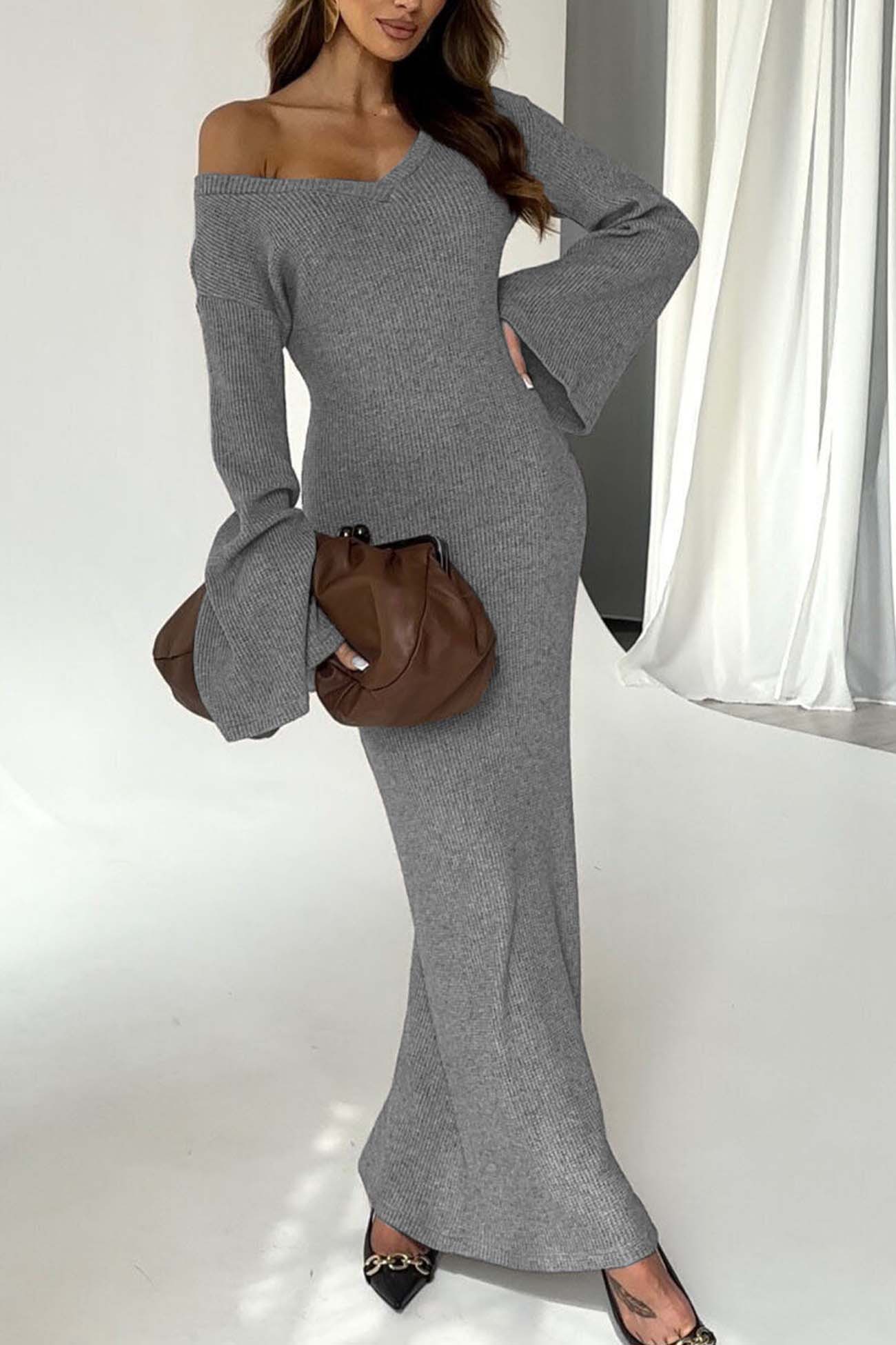 Knitted Bell Sleeve Mermaid Dress