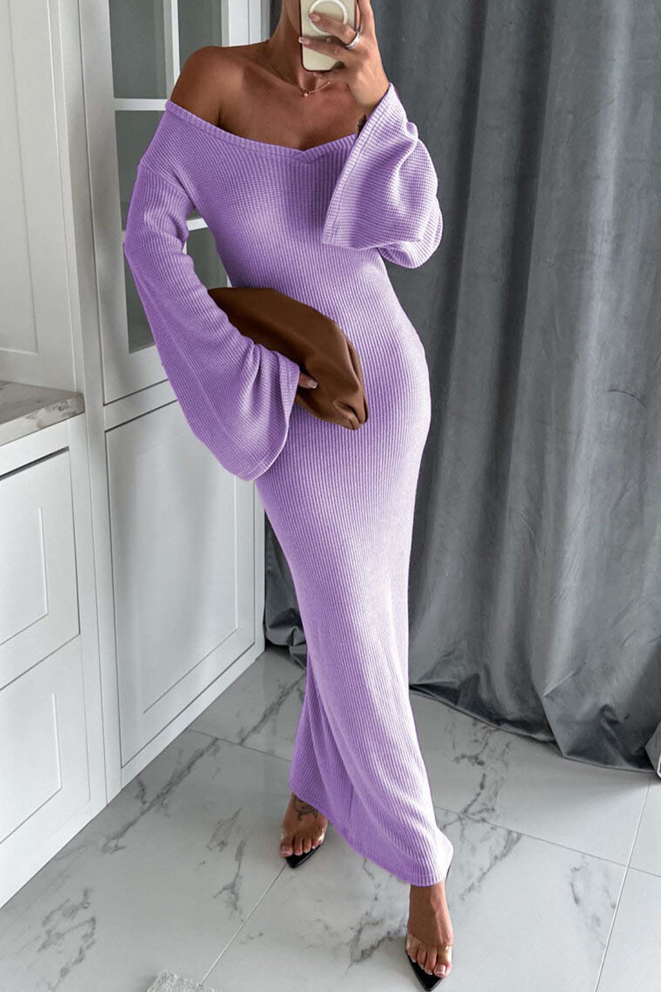 Knitted Bell Sleeve Mermaid Dress