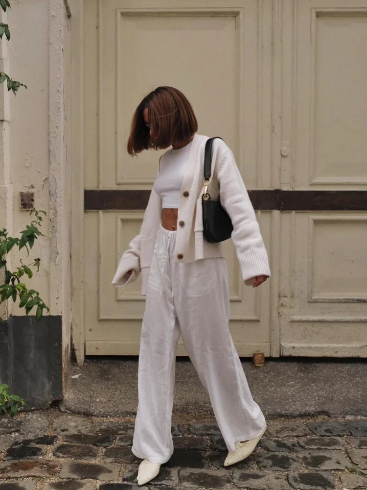 V-neck Pocket Long Sleeve Cardigan