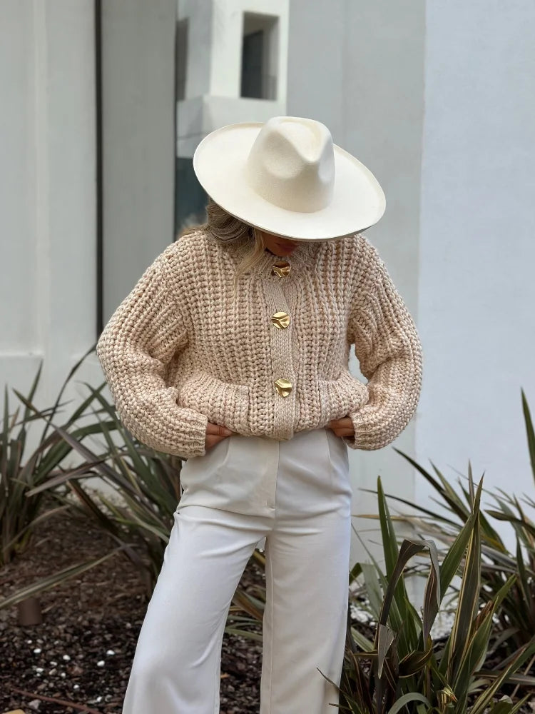 Casual O-Neck Long Sleeve Pocket Cardigan