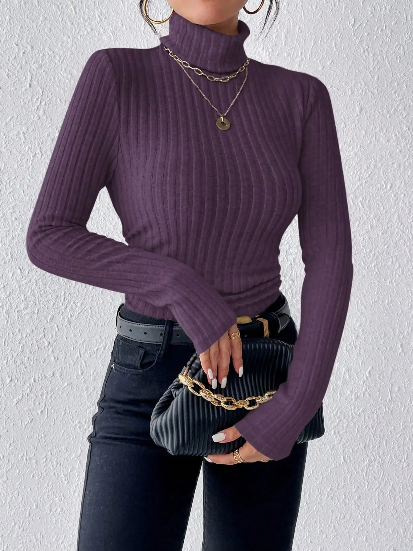 Slim Fit Half Turtleneck Sweater for Women - Stylish Knit Top