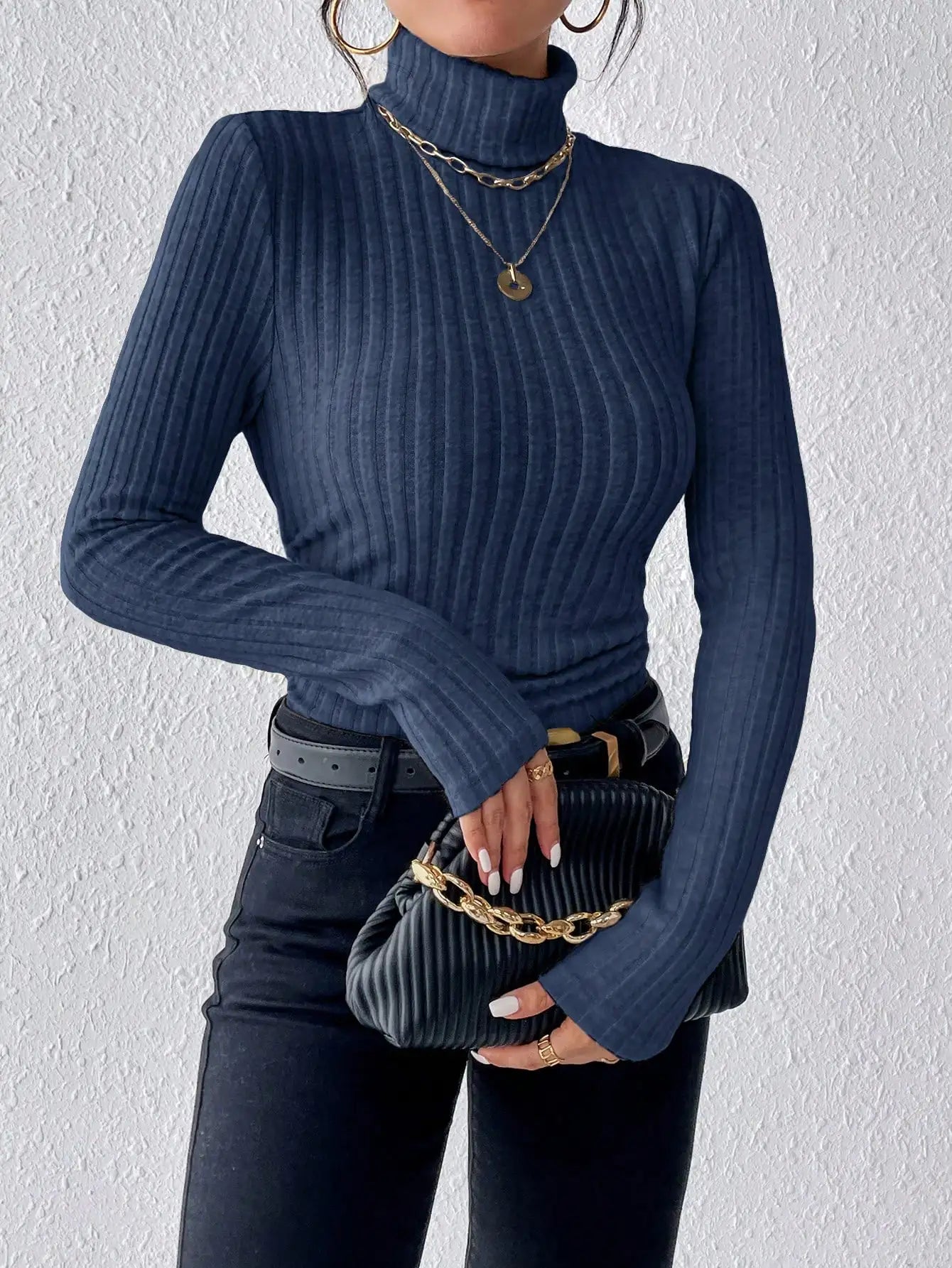 Slim Fit Half Turtleneck Sweater for Women - Stylish Knit Top