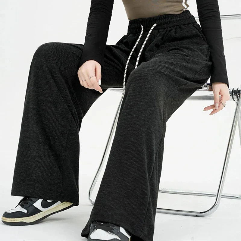 Korean Stripes High Waist Drawstring Pants